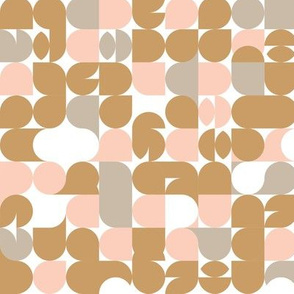 Retro geometric abstract shaped grid in neutral gray caramel beige 