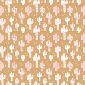 Little indian summer cactus garden boho style desert theme for kids pink on caramel