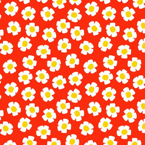 strawberry flowers in red