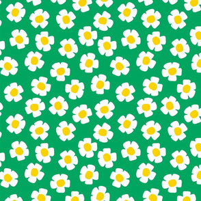 strawberry flowers in dark green