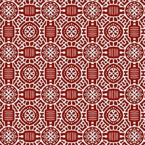 Linear Damask Red - Small Scale