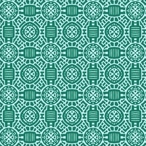 Linear Damask Teal - Small Scale