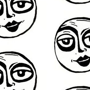 funny face moon large  block print