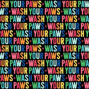 paws wash your paws rainbow on black UPPERcase