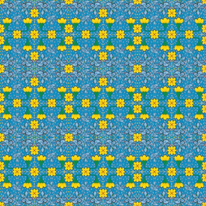 Bright yellow flowers in a grid