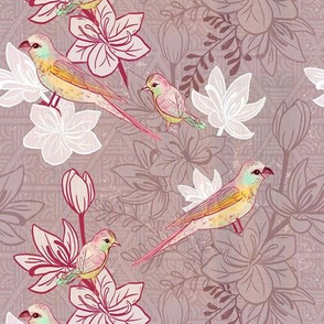 japanese birds and flowers