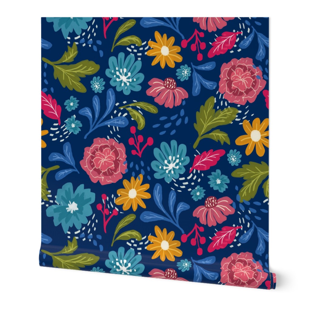 Petunia Garden - Blue Large Scale