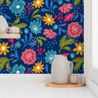 Petunia Garden - Blue Large Scale