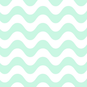 Mint Green Ripple Pattern, Wavy Stripes in Fresh Pastel Color, Minimalist Contemporary Print 