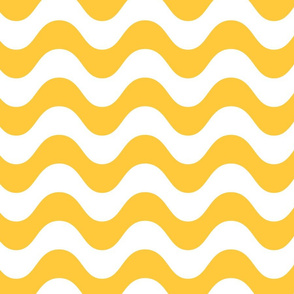 Minimalist Modern Pastel Ripple Pattern, Abstract Waves in White and Bright Golden Marigold Yellow