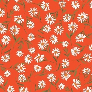 Loose Daisy Large on Red Orange