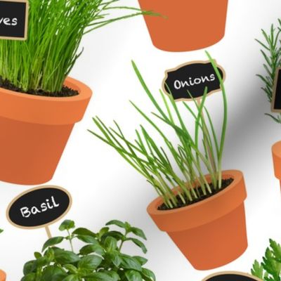 Potted Herbs white black tags