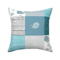 6 inch squared whale patchwork blue