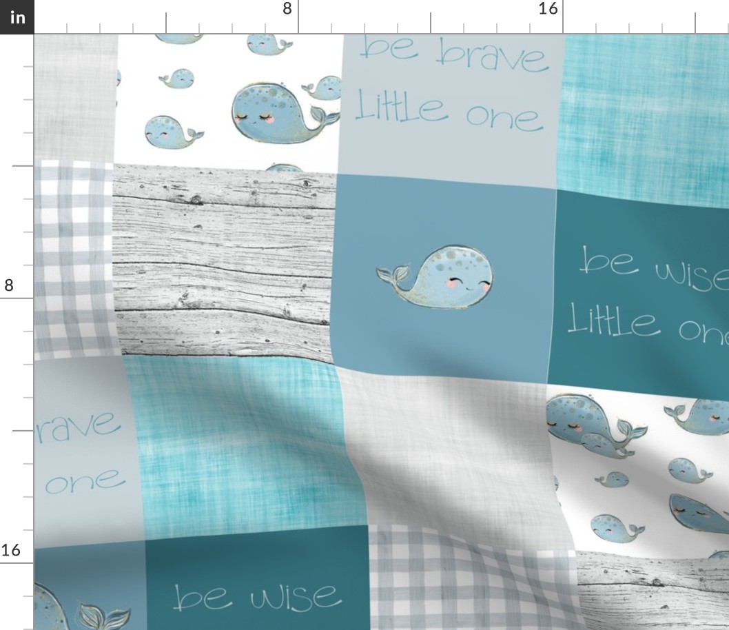6 inch squared whale patchwork blue