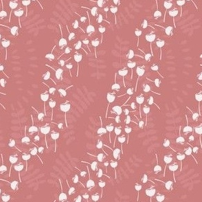Lily White Poppies in Diagonal Rows Adorning Blush Background