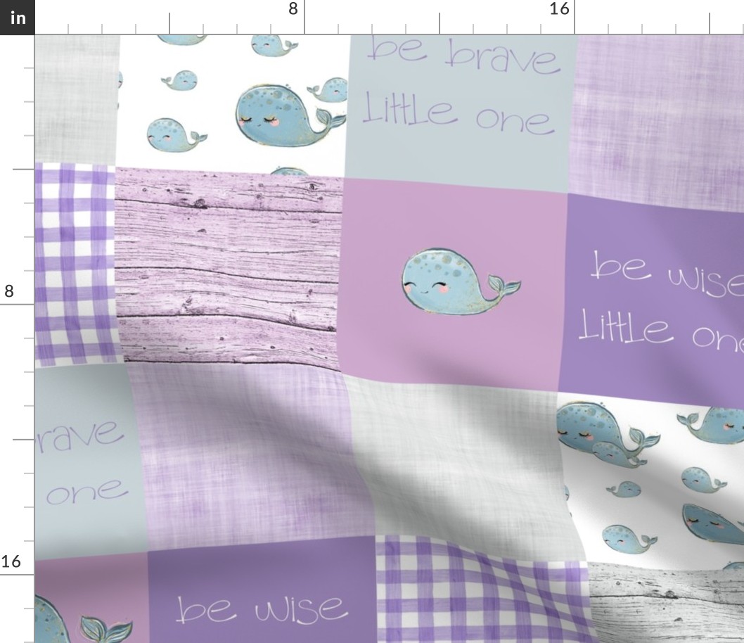 6 inch squared whale patchwork purple