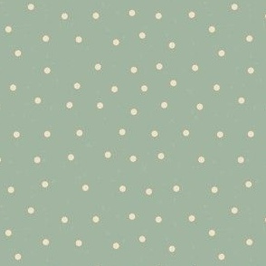 Tiny Buttercup Yellow Polka Dots in a Sea of Sage Green