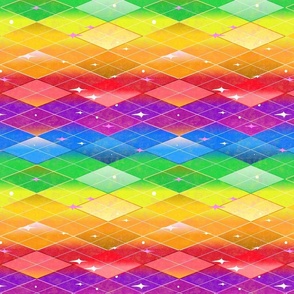 Very Rainbow! Rainbow Argyle - Bright Rainbow Gay Pride Colors with Diamonds -- 17.47in x 21in repeat -- 485dpi (31% of Full Scale)