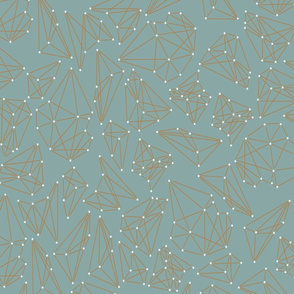 Connected Stars_white and camel on green