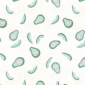 Mod Green Avocados toss (white linen) 14"