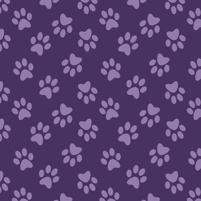 Paw Print Purple on Dk Purple