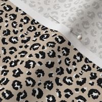 Raw free hand leopard spots wild boho animal print in sand beige black and white  SMALL