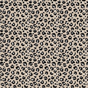 Raw free hand leopard spots wild boho animal print in sand beige black and white  SMALL
