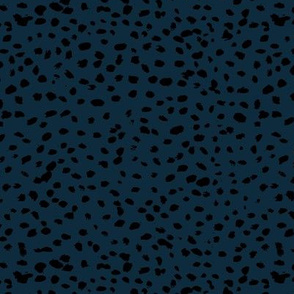 Wild organic speckles and spots animal print boho black marks on navy blue SMALL