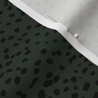 Wild organic speckles and spots animal print boho black marks on forest green SMALL