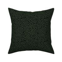 Wild organic speckles and spots animal print boho black marks on forest green SMALL