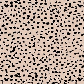 Wild organic speckles and spots animal print boho black marks on pale nude SMALL
