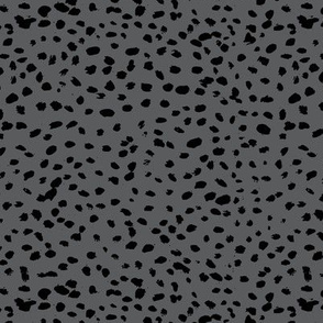 Wild organic speckles and spots animal print boho black marks on charcoal gray SMALL