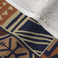 African Block Print - Tan Brown Navy Rust - Design 11759907