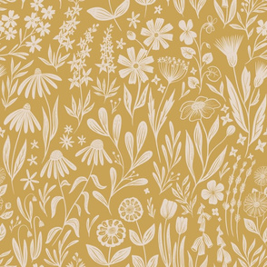 Wildflowers - yellow gold - medium scale