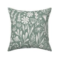 Wildflowers - sage green - medium scale