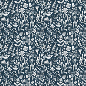 Wildflowers - deep blue - small scale