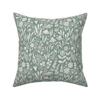 Wildflowers - sage green - small scale