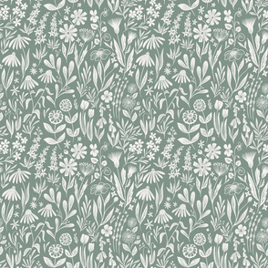 Wildflowers - sage green - small scale
