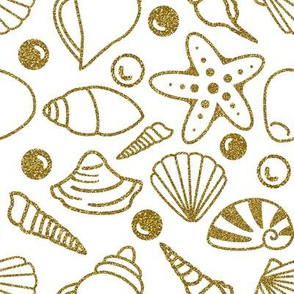 Gold Glitter Seashells-Large