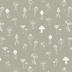 Field of mushrooms - Small Olive green 