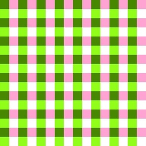 Gingham - Poison Green Bubblegum Pink White