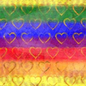 Pride Rainbow Colors! Heart Rainbow Gay Pride Flag -- Gay Pride Flag Colors with Gold Hearts - Home Decor, Pride Prom, Pride Festival diy -- 235dpi (63% of Full Scale)