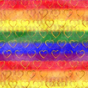 Pride Rainbow Colors!! Heart Rainbow Gay Pride Flag -- Gay Pride Flag Colors with Gold Hearts - Home Decor, Pride Prom, Pride Festival diy -- 339dpi (44% of full scale)