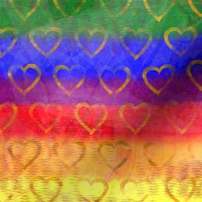 Pride Rainbow Colors!! Heart Rainbow Gay Pride Flag -- Gay Pride Flag Colors with Gold Hearts - Home Decor, Pride Prom, Pride Festival diy -- 485dpi (31% of full scale)