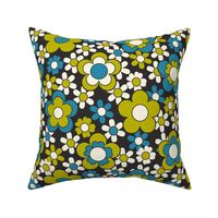 Flower power - 70s, 60s, retro, blue, green  ( 14 )