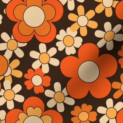 Flower power, 70s, 60s, retro, - rustic Fabric | Spoonflower