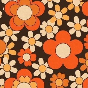 Flower power, 70s, 60s, retro, - rustic orange ( wallpaper ) (14)