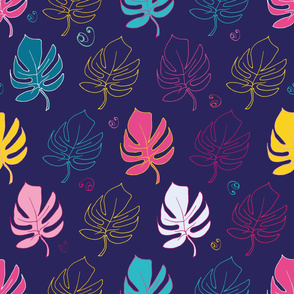 Exotic Monstera Leaves in Seamless Pattern