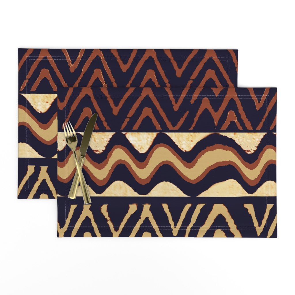 African Tribal LARGE SCALE - Rust Navy Ivory - 36x42 - Design 11762354