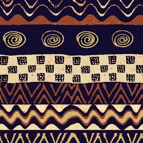 African Tribal Large Scale - Rust Navy Ivory - Design 11762354